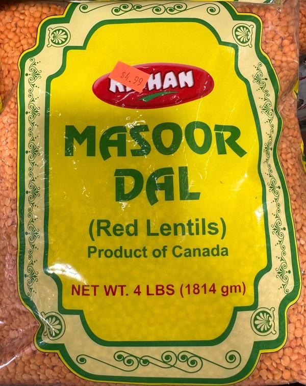 KISHAN MASOOR DAL / RED LENTILS (4 LB)