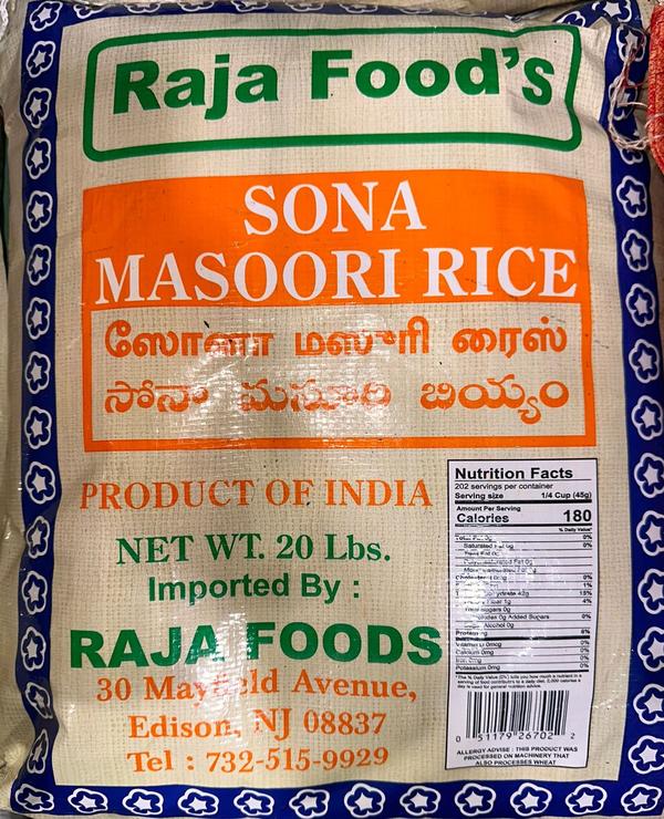 Raja sona masoori RICE 20lb